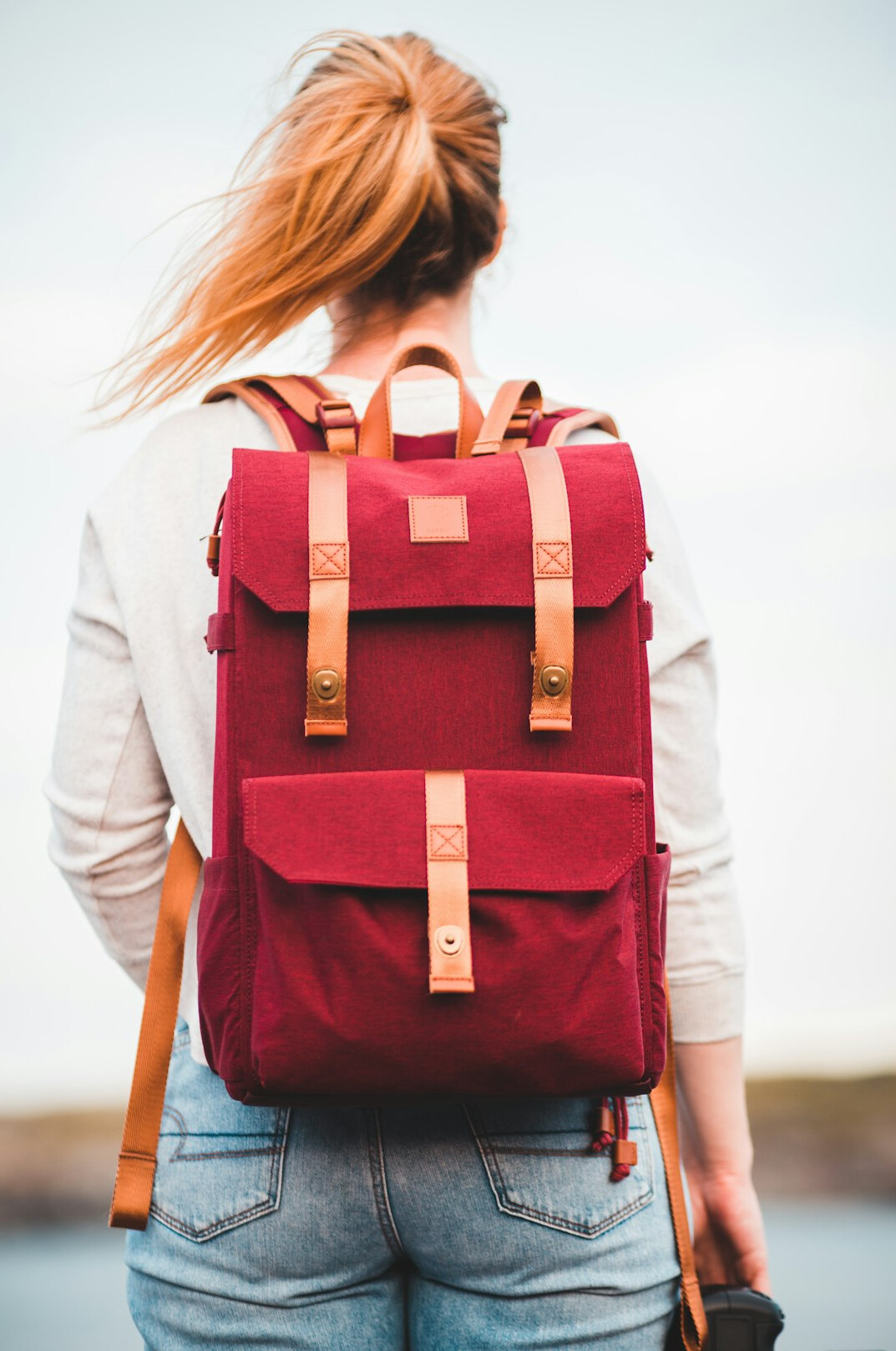 traveler blogger with backpack